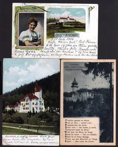 76849 3 AK Marienbad 1906 Villa Luginsland Cafe Restaurant Forstwarte Cafe Eger