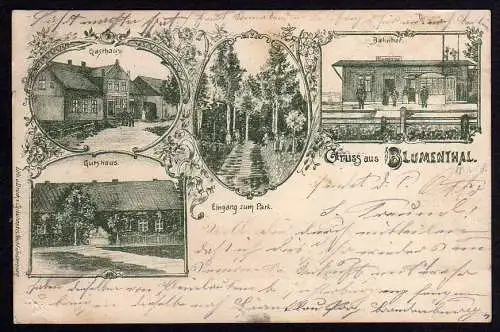 77365 AK Blumenthal Bahnhof Gasthaus Gutshaus 1903
