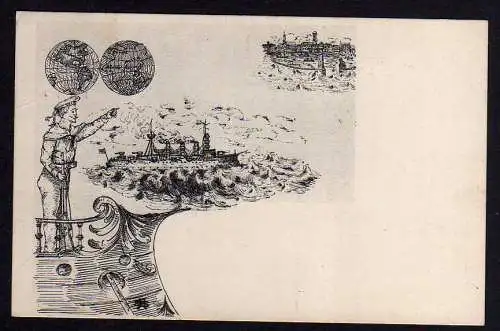 77552 AK Bamberg 1911 Reklamekarte Schiff Soldat vor Weltkarte