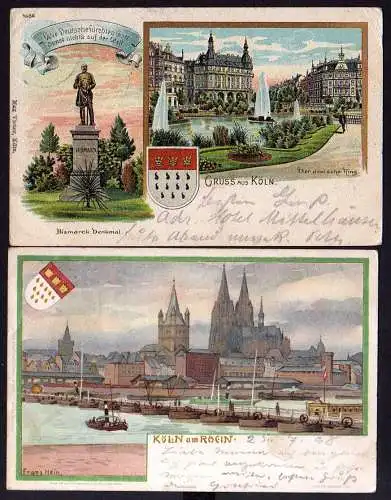 77878 2 AK Litho Köln 1902 Künstlerkarte 1898 Franz Hein