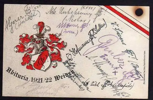 78483 AK Abituria Weiden 1921 / 22 Studentika 1922 viele Unterschriften
