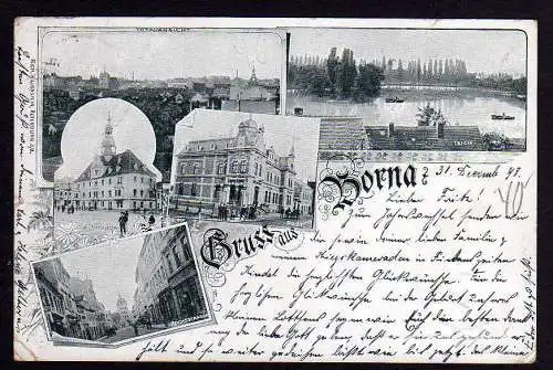 78691 AK Borna Stadthaus Post Reichsstrasse Teich 1898