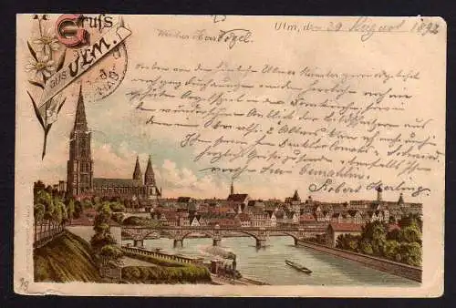 78404 AK Ulm 1892 Vorläufer Litho