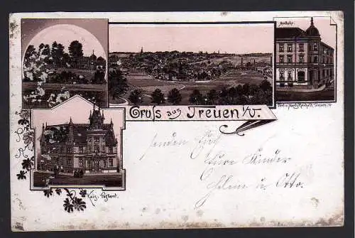 78712 AK Litho Treuen V. Apotheke Kaiserliches Postamt 1899