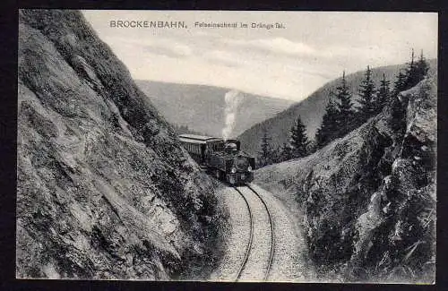 78299 AK Brockenbahn Felseinschnitt im Dräge Tal Dampflok
