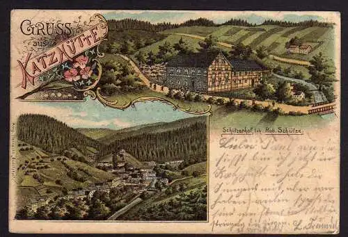 79033 AK Katzhütte Litho 1901 Gasthaus Schützenhof