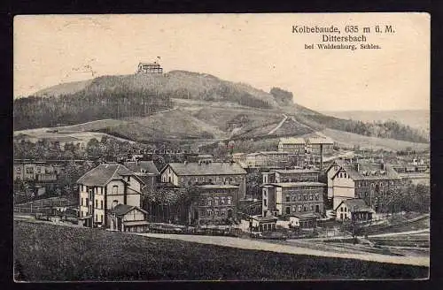 79848 AK Kolbebaude Dittersbach bei Waldenburg Schlesien 1922 Walbrzych