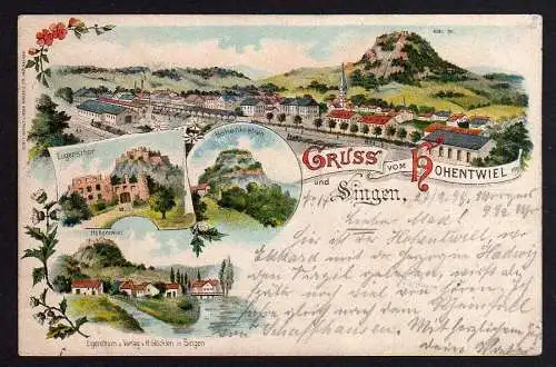 80088 AK Hohentwiel Singen Hohenkrähen Eugenstor Litho 1898 Bahnpost Singen -