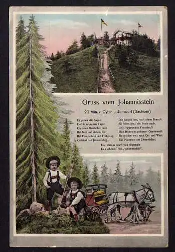 81081 AK Janske kameny Johannisstein Oybin Jonsdorf Kinder Kutsche Esel 1910