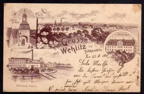 84298 AK Wehlitz bei Schkeuditz Webersche Fabrik Herrenhaus 1900