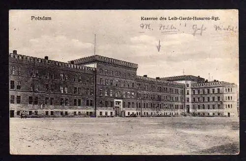 84782 AK Potsdam Kaserne des Leib Garde Husaren Regiment Feldpost Memel 1916