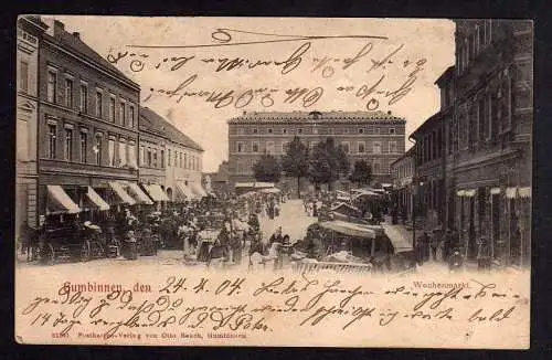 86017 AK Gussew Гусев Gumbinnen Wochenmarkt 1904