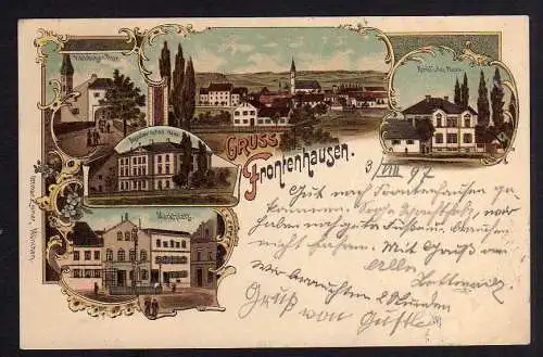 86693 AK Frontenhausen 1897 Litho Marktplatz Haus Eisgruber Renkl