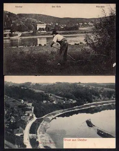 87243 2 AK Diesbar der Golk Nieschütz Elbstraße um 1910
