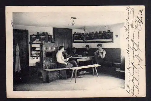 88738 AK bayr. Bauernstube Regensburg 1913 Geige Ofen Kachelofen