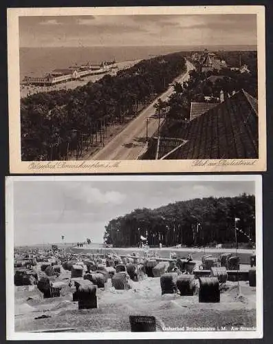 88544 2 AK Ostseebad Brunshaupten 1926 Bad Strandstraße Strandkörbe