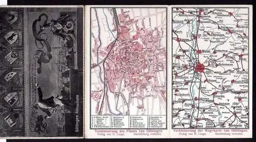 88479 3teilige AK Göttingen Führer Postkarte Stadtplan Wegekarte