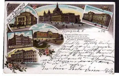 88419 AK Litho Leipzig 1896 Gewerbeschule Conservatorium Kunstakademie