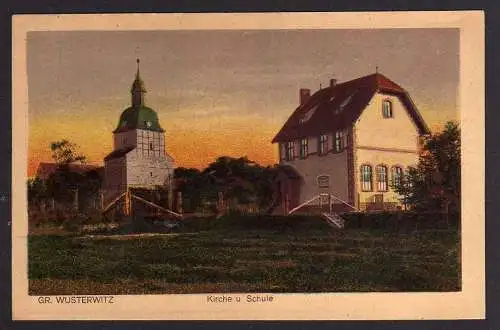 88364 AK Gr. Wusterwitz Kirche Schule um 1925
