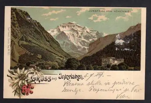 88587 AK Interlaken 1899 Litho Jungfrau vom Höhenweg