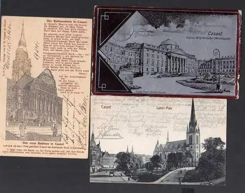 88474 3 AK Kassel Cassel Luther Platz 1916 neues Rathaus 1904 Wilhelmshöhe 1903