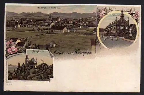 88434 AK Kempten vom Lotterberg Burghalde Rathaus um 1900