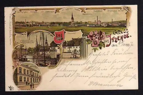 88429 AK Itzehoe Holstein Litho 1897 Klosterhof 23 Prinzesshof Kirche