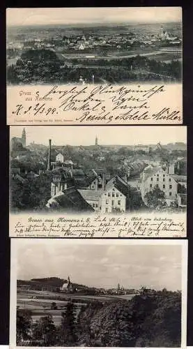 88881 3 AK Kamenz Blick vom Eulenberg 1899 Kirche