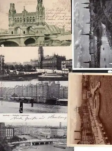 89028 6 AK Hamburg Neue Elbbrücke 1904 Freihafen Lagerhäuser 1899 Reesendamm