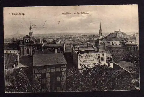 88813 AK Graudenz Grudziadz Ausblick vom Schlossberg Tapeten Farbenhandlung Dess