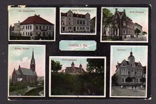 89388 AK Ostritz Postamt 1908 Hutbergbaude Rathaus St. Antoni Stift