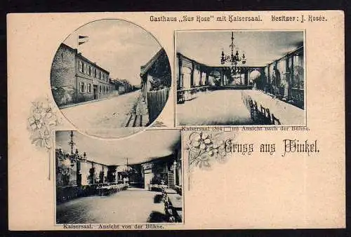 90086 AK Winkel Gasthaus zur Rose mit Kaisersaal 2 Innenansichten um 1900