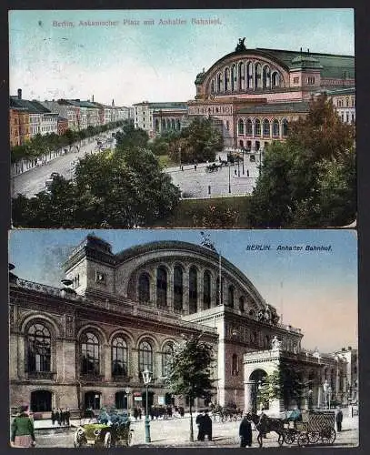 89990 2 AK Berlin Askanischer Platz Anhalter Bahnhof um 1920