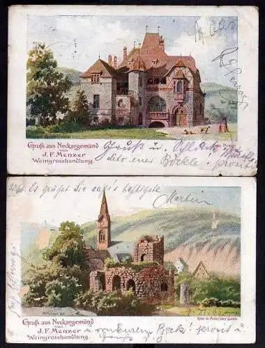 89922 AK Neckargemünd 1902 J.F. Menzer Weingrosshandlung