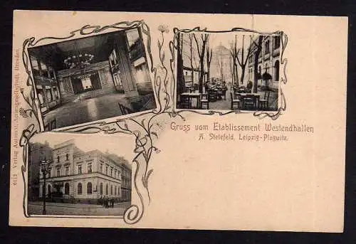90033 AK Leipzig Plagwitz Etablissement Westendhallen um 1905