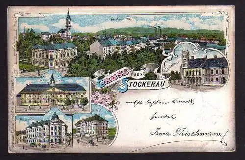 90020 AK Stockerau Litho 1899 Rathaus Post Convict Schlössl