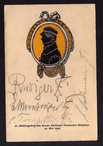 90861 AK München 1909 Studentika 20. Stiftungsfest Korps Philister Studenten