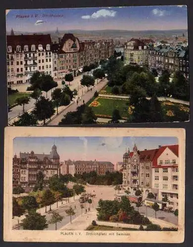91625 AK Plauen Vogtl. 1918 Dittrichplatz mit Seminar 1924
