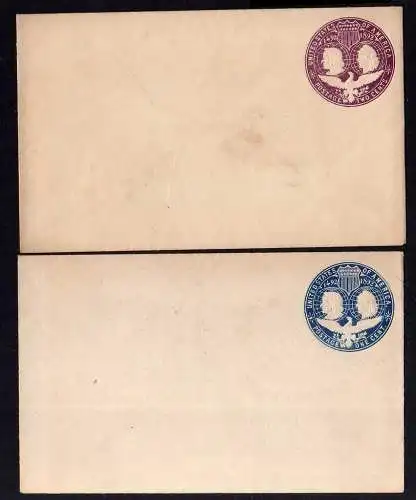 90806 2 Ganzsachen USA Kolumbus 1892 Format 14,9 x 9,4 cm ungebraucht