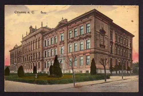 91467 AK Chlumec nad Cidlinou Chlumetz an der Zidlina Schule 1917