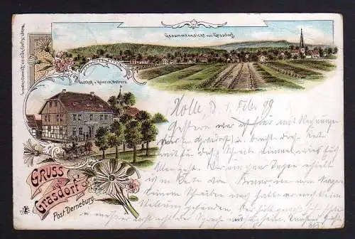 90726 AK Grasdorf Post Derneburg 1899 Litho Gasthof Wolters
