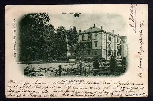 91389 AK Tübingen Uhlanddenkmal Uhlandstraße  1900