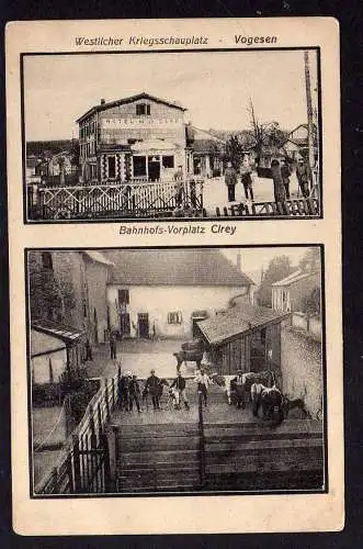 91070 AK Cirey Vogesen Bahnhofs Vorplatz Hotel de la Gare 1916