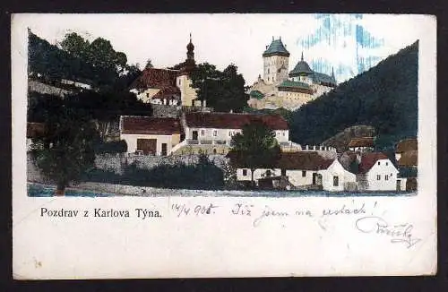 91474 AK Hrad Karlův Týn Prag 1905 Schloss