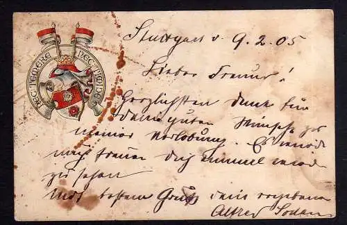 91665 AK Stuttgart Untertürkheim 1905 Studentika Wappen