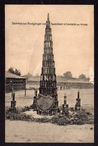 92555 AK Arras France 1916 Denkmal Blindgänger Ausbläser in Cavrelle