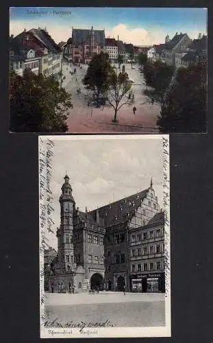 93214 2 AK Schweinfurt Marktplatz 1915 Rathaus 1941