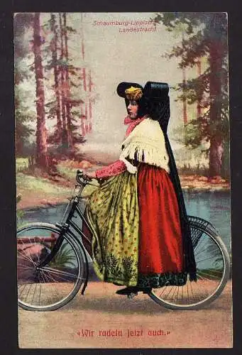 92836 AK Fahrrad All Heil Tracht Schaumburg Lippe Humor 1910 wir radeln jetzt au
