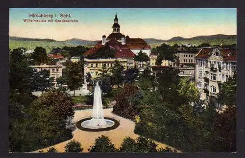 93951 AK Schlesien Hirschberg Wilhelmplatz Gnadenkirche 1913