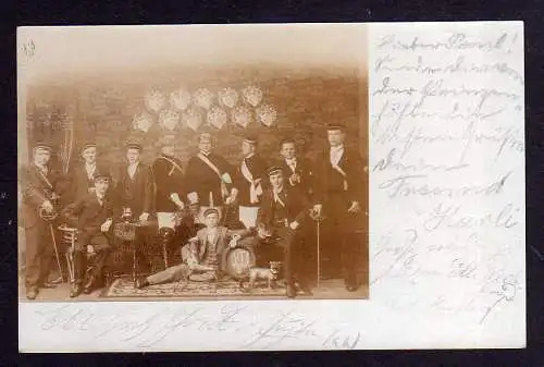 95993 AK Stein Erzgebirge 1902 Studentika Fotokarte Degen Hund